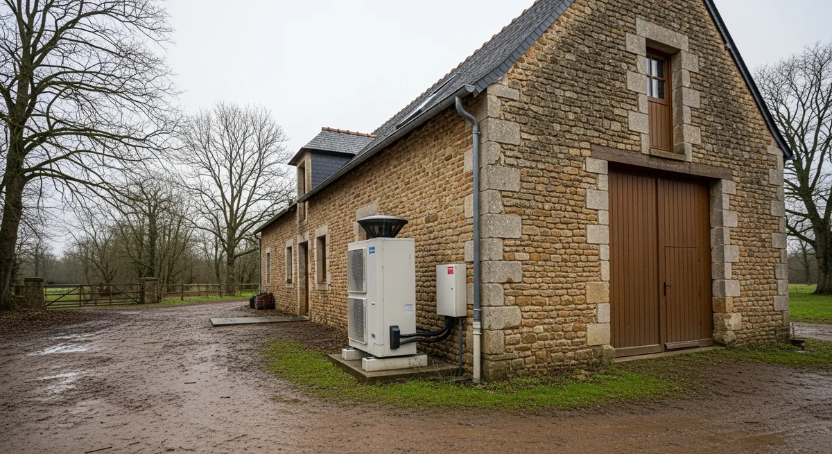 Pompe à chaleur haute température sur une ferme rénovée à Argentré